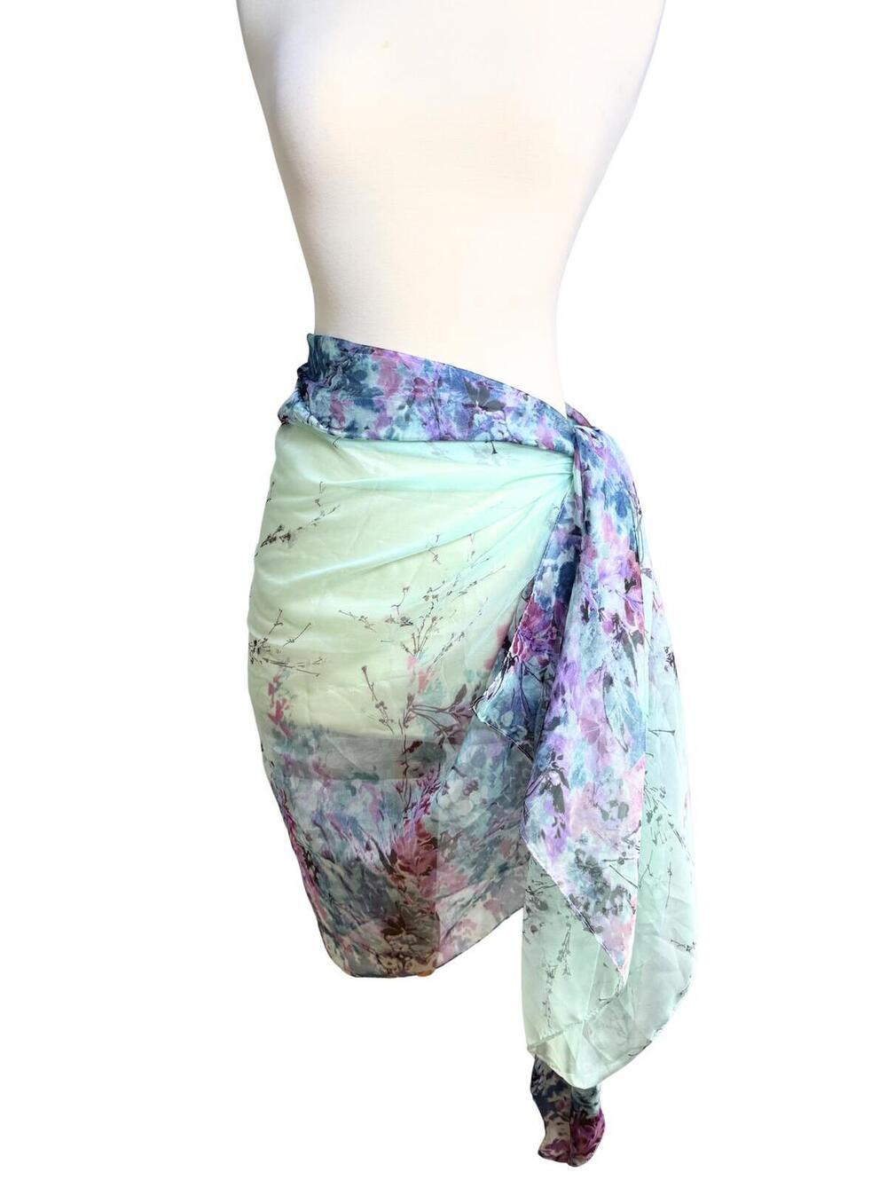 Dreamy Watercolor Floral Cover Up Scarf Festival Shawl - Picture 3 of 5